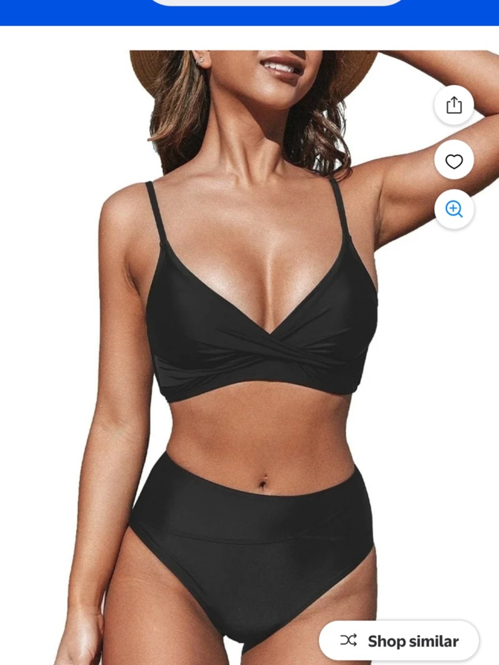 Black High-Waist V-Neck Bikini Set - Women Swim
